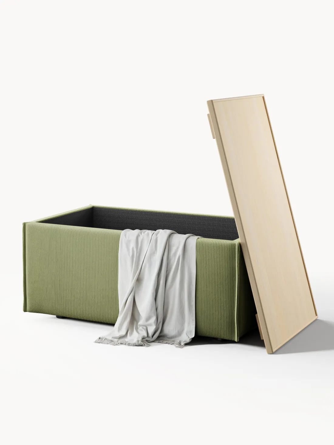 Reposapiés puf de pana con espacio de almacenamiento Lennon