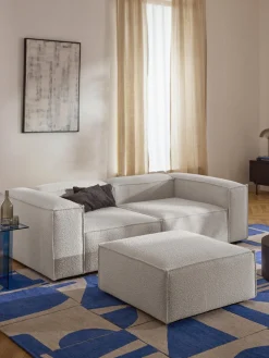 Reposapiés puf en tejido bouclé Lennon