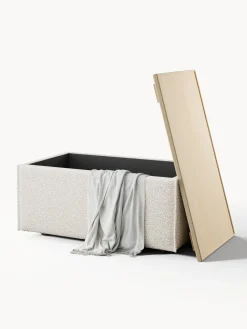 Reposapiés puf en tejido bouclé con espacio de almacenamiento Lennon