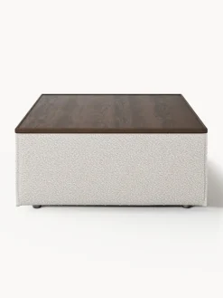 Reposapiés puf en tejido bouclé con espacio de almacenamiento Lennon