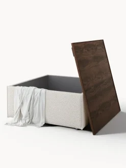 Reposapiés puf en tejido bouclé con espacio de almacenamiento Lennon