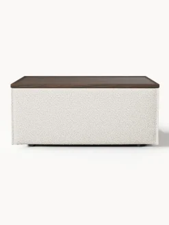 Reposapiés puf en tejido bouclé con espacio de almacenamiento Lennon