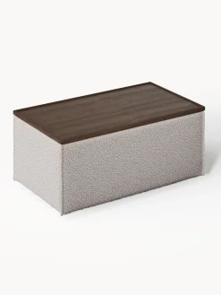 Reposapiés puf en tejido bouclé con espacio de almacenamiento Lennon