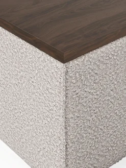 Reposapiés puf en tejido bouclé con espacio de almacenamiento Lennon