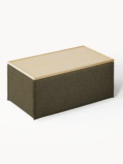 Reposapiés puf en tejido bouclé con espacio de almacenamiento Lennon