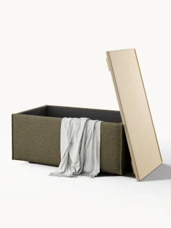 Reposapiés puf en tejido bouclé con espacio de almacenamiento Lennon