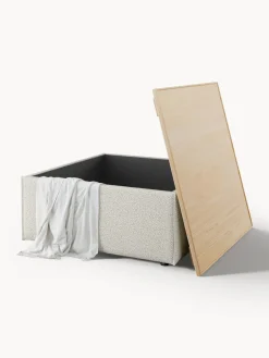 Reposapiés puf en tejido bouclé con espacio de almacenamiento Lennon