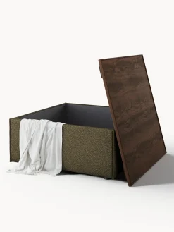 Reposapiés puf en tejido bouclé con espacio de almacenamiento Lennon