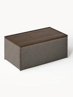 Reposapiés puf en tejido bouclé con espacio de almacenamiento Lennon