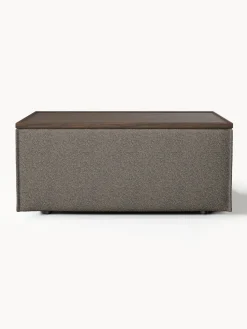 Reposapiés puf en tejido bouclé con espacio de almacenamiento Lennon