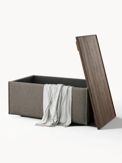 Reposapiés puf en tejido bouclé con espacio de almacenamiento Lennon