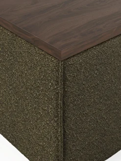 Reposapiés puf en tejido bouclé con espacio de almacenamiento Lennon