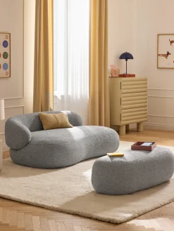 Reposapiés puf grande en tejido bouclé Alba