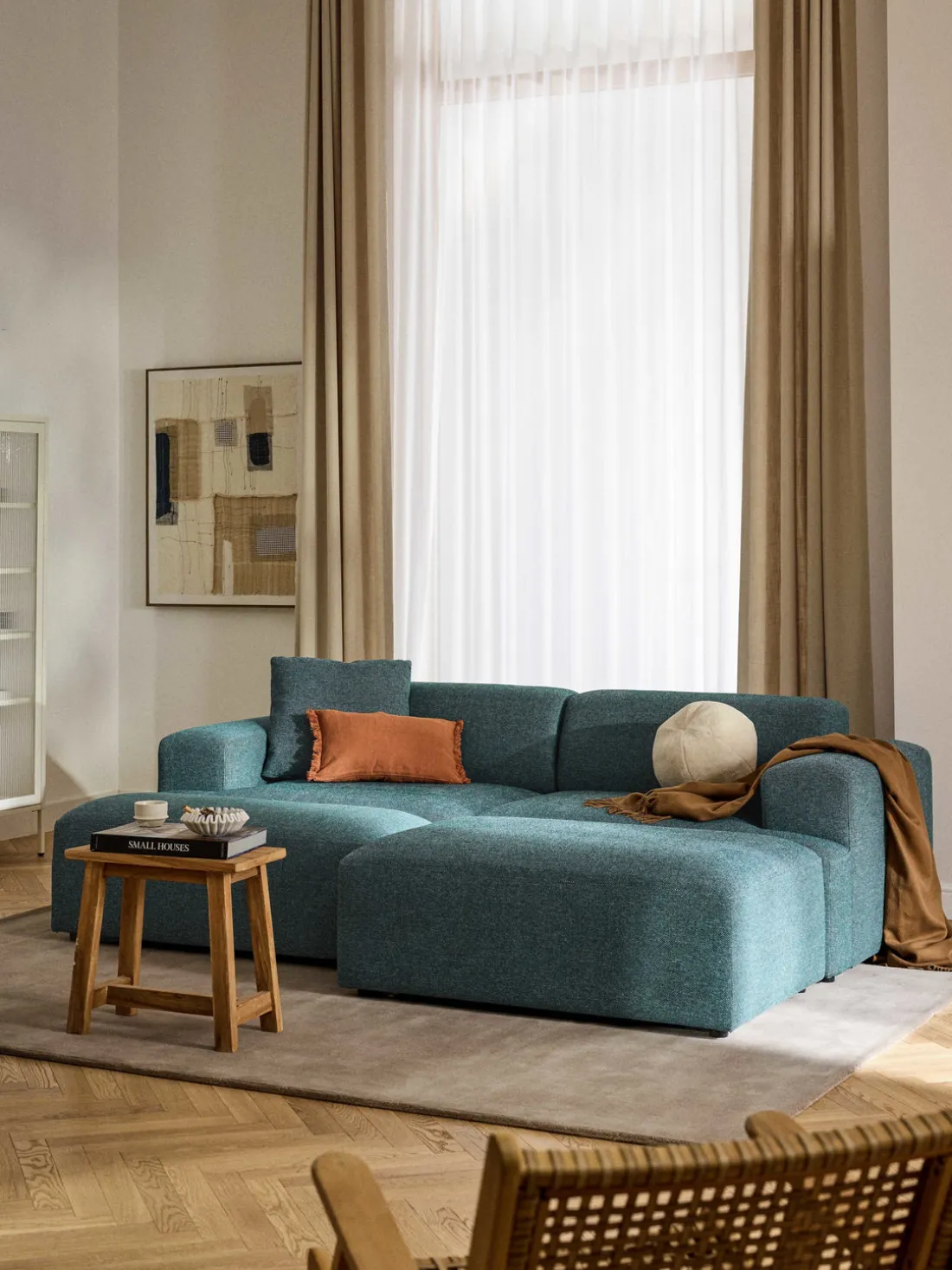 Reposapiés puf grande Melva, 116 x 42 cm