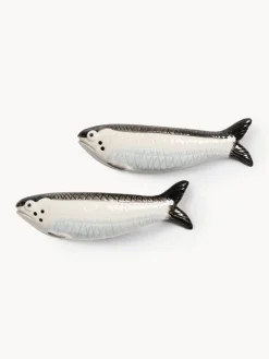 Salero y pimentero artesanales de dolomita Sardine, 2 uds.