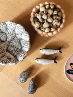 Salero y pimentero artesanales de dolomita Mussel, 2 uds.