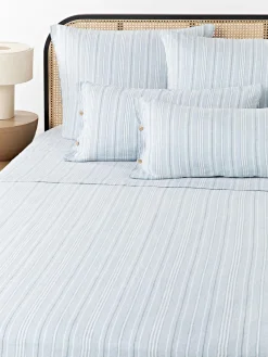 Sábana encimera de lino lavado con rayas Telma