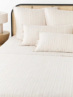 Sábana encimera de lino lavado con rayas Telma