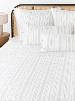 Sábana encimera de lino lavado con rayas Telma