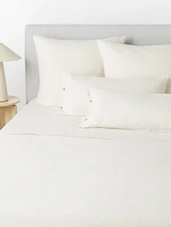 Sábana encimera de lino lavado con rayas finas Rinna