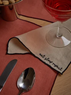 Servilletas de cóctel de lino con bordado Cosmo, 4 uds.