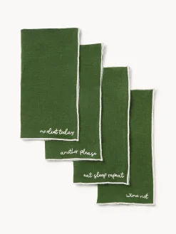 Servilletas de cóctel de lino con bordado Cosmo, 4 uds.