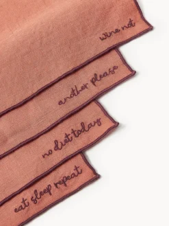 Servilletas de lino con bordado Cosmo, 4 uds.