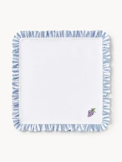 Servilletas de tela con motivos bordados y volantes Melony, 4 uds.