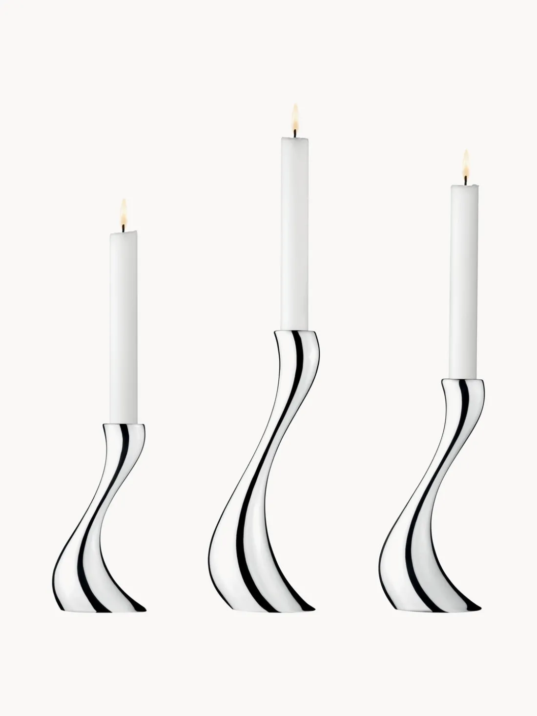 Set de candelabros de acero inoxidable Cobra, 3 uds.
