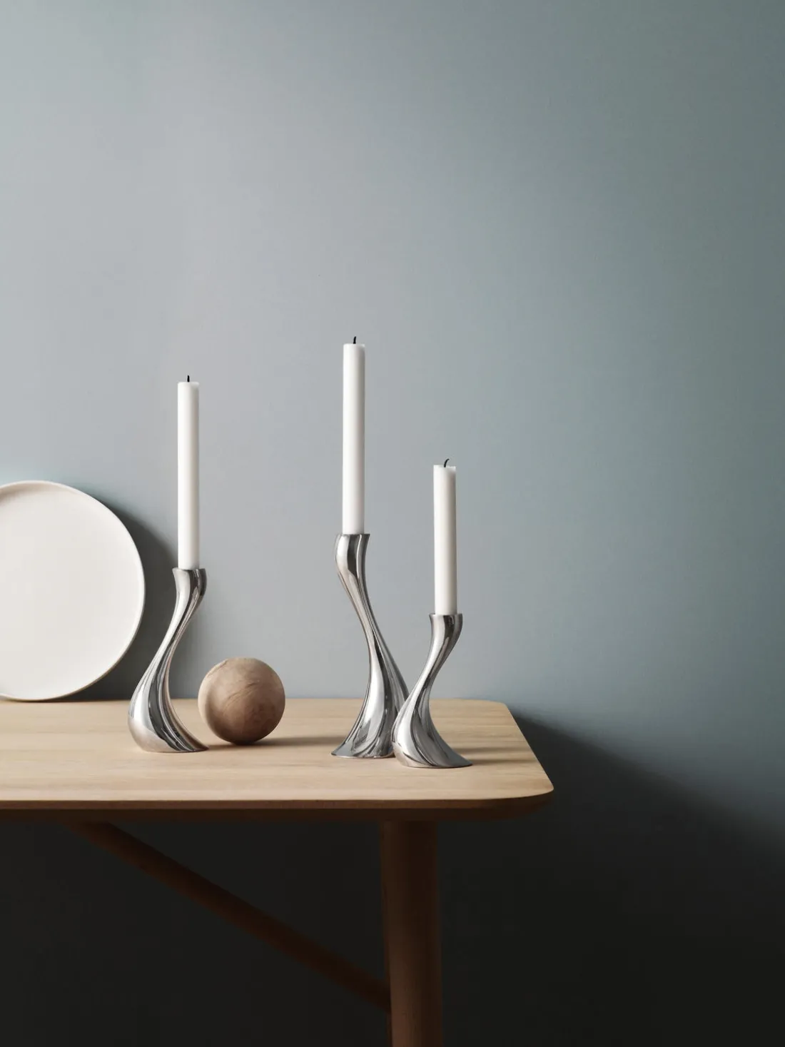 Set de candelabros de acero inoxidable Cobra, 3 uds.