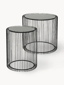 Set de mesas auxiliares de metal Wire, 2 pzas., tablero de cristal