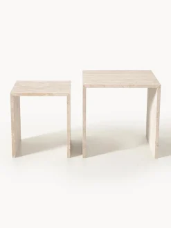 Set de mesas auxiliares de travertino Varu, 2 uds.