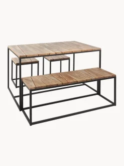 Set de muebles de jardín de madera de robinia Alois, 4 pzas.