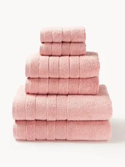 Set de toallas con borde a rayas Luxe, tamaños diferentes