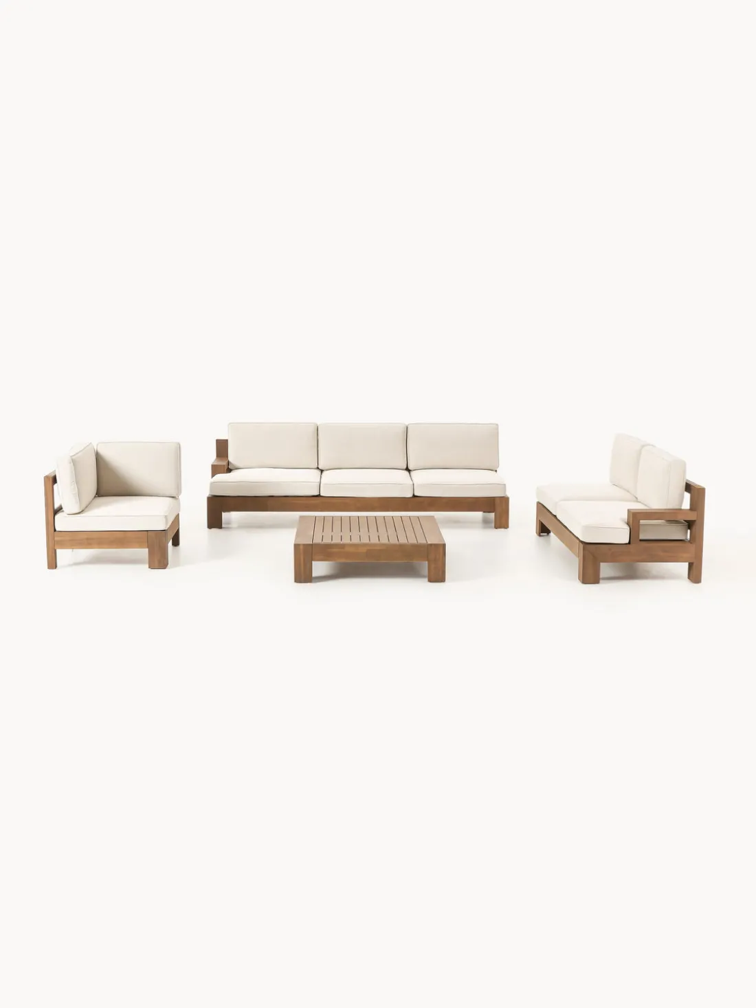 Set lounge modular para exterior de madera de acacia Joshua, 4 pzas.