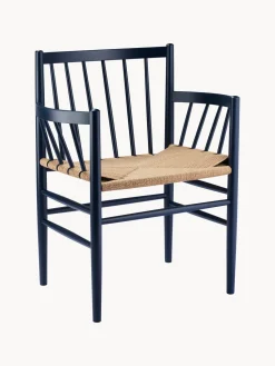 Silla con reposabrazos artesanal de madera de haya J81