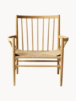 Silla con reposabrazos artesanal de madera de roble J82