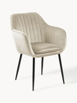 Silla con reposabrazos de terciopelo Emilia