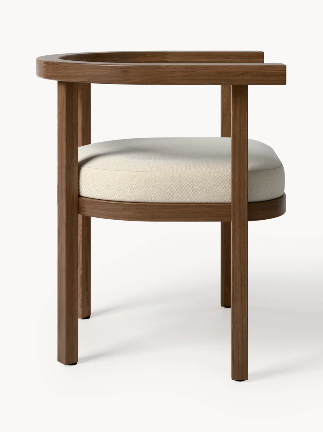 Silla con reposabrazos para exterior de madera de acacia Matheus, con cojín