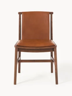 Silla de comedor de madera de fresno con asiento de cuero Hayo