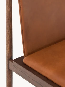 Silla de comedor de madera de fresno con asiento de cuero Hayo