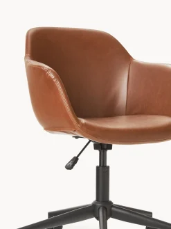 Silla de escritorio con asiento estrecho de cuero sintético Fiji