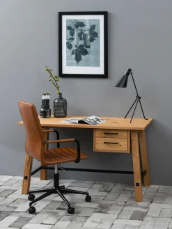 Silla de escritorio de cuero sintético Winslow, altura regulable