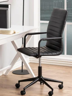 Silla de escritorio de cuero sintético Winslow, ajustable en altura