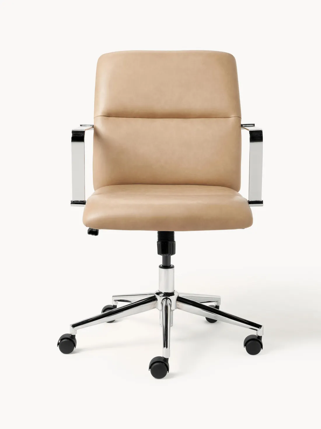 Silla de escritorio de cuero sintético con reposabrazos Reto, altura regulable