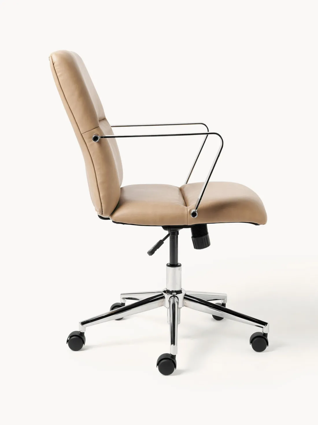 Silla de escritorio de cuero sintético con reposabrazos Reto, altura regulable