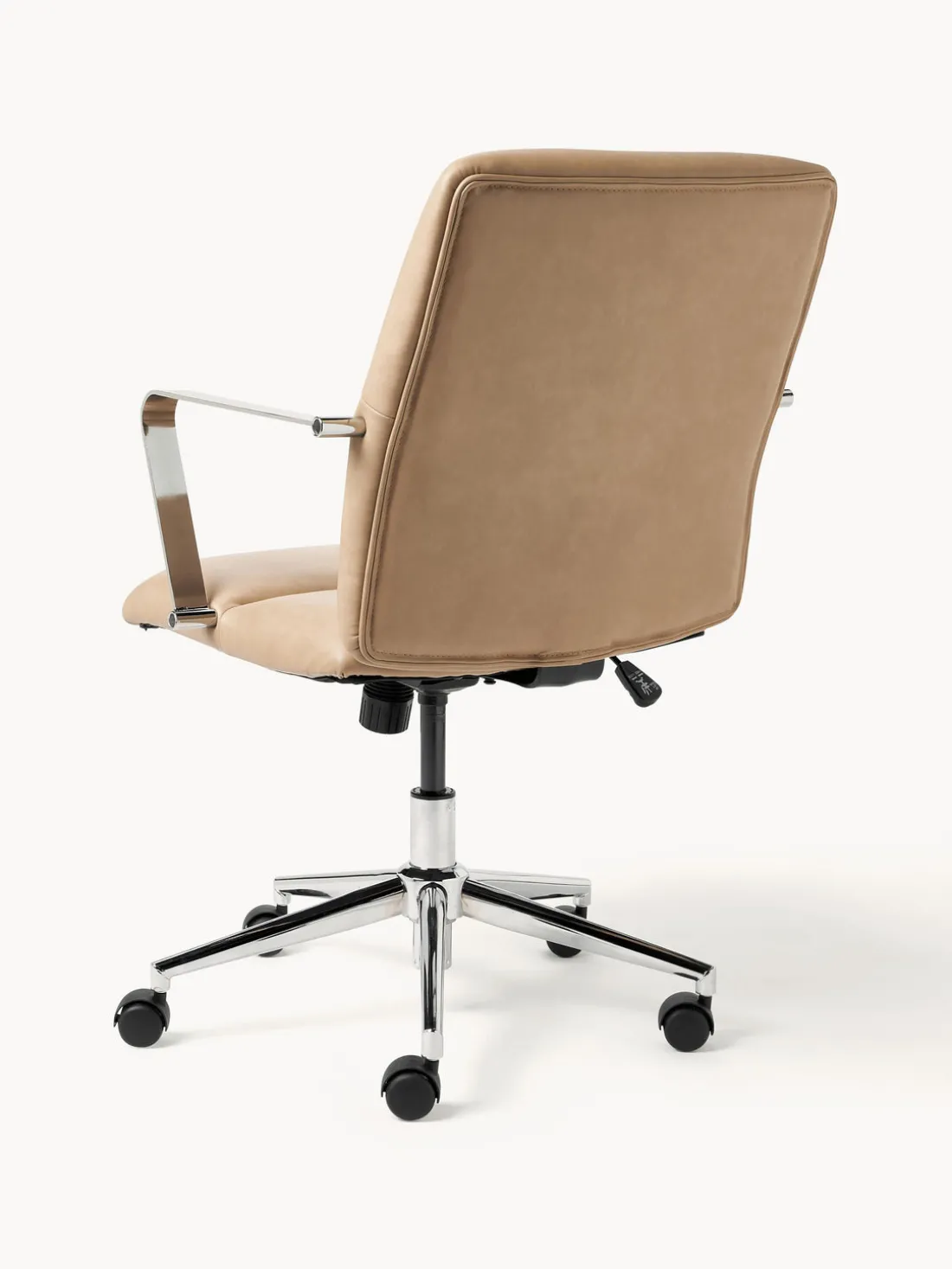 Silla de escritorio de cuero sintético con reposabrazos Reto, altura regulable