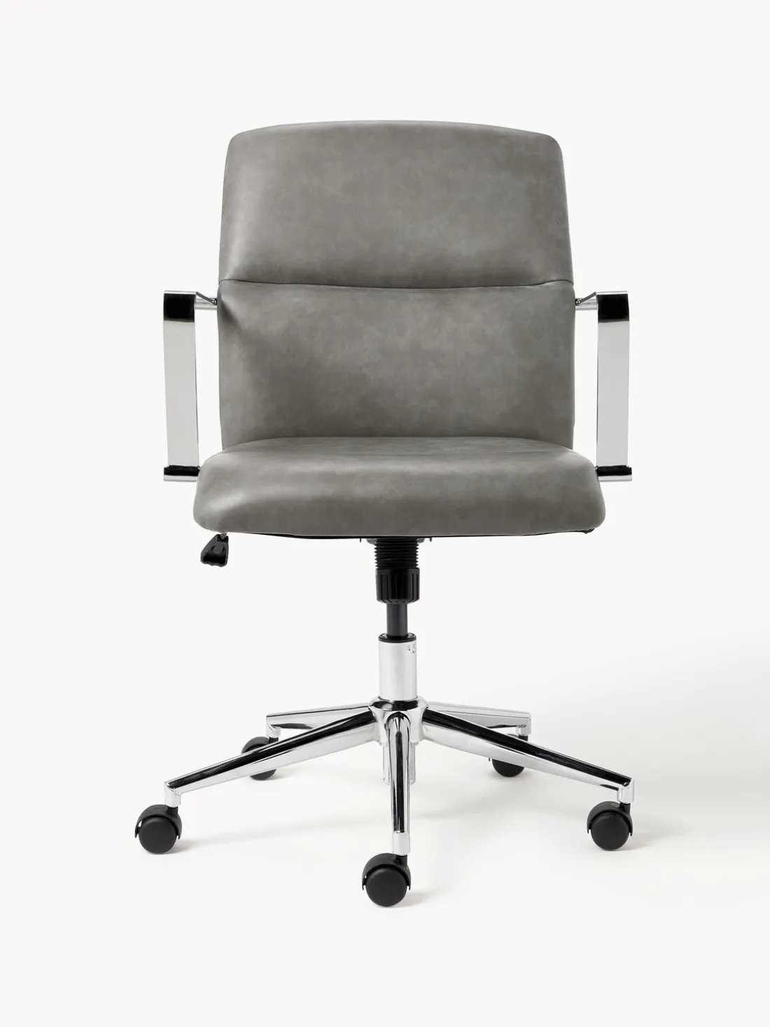 Silla de escritorio de cuero sintético con reposabrazos Reto, altura regulable