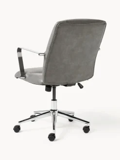 Silla de escritorio de cuero sintético con reposabrazos Reto, altura regulable