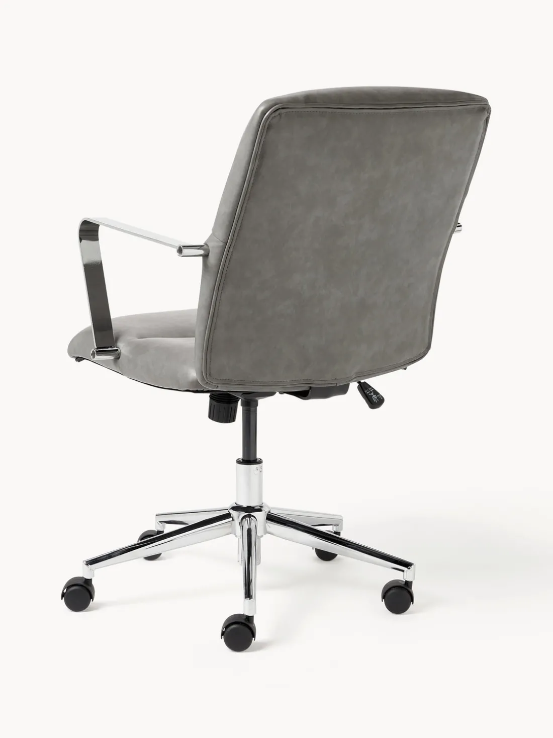 Silla de escritorio de cuero sintético con reposabrazos Reto, altura regulable